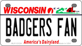 Badgers Fan Wisconsin Novelty Mini Metal License Plate Tag - £11.77 GBP