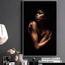 HQ Canvas Print Sexy Black African Woman Portrait Wall Art Picture - £21.99 GBP+