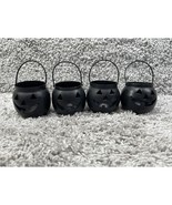 4 Hosley USA Halloween Metal Pumpkin Tea Light Holder Jack o Lantern Black - $28.42