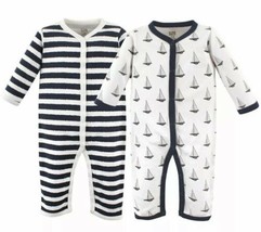Hudson Baby Union Suits Coveralls 2-Pack Sailboats And Striped Size 0 - 3 Months - £9.35 GBP
