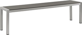 Silver Gray Modway Shore Aluminum Outdoor Patio Bench. - £226.14 GBP