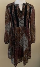 Davina Boho Peasant Dress Womens S Patchwork Long Sleeve Slip Sheer Whim... - $432.03 MXN