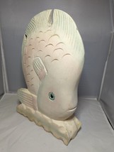 Wood Carved Fish Sculpture Coastal Beach Home Decor Aquatic Sea Life Fig... - $49.88