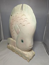 Wood Carved Fish Sculpture Coastal Beach Home Decor Aquatic Sea Life Figure Big - £38.99 GBP