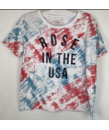 Fifth Sun &quot;Rose In The USA&quot; Women&#39;s Tye Dye Cropped T-Shirt Juniors L - £6.01 GBP