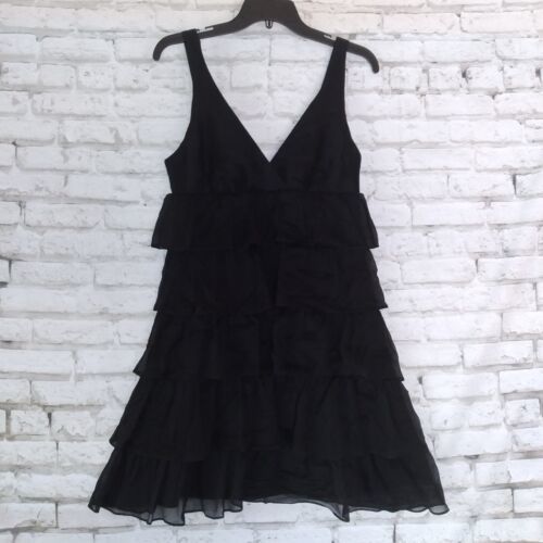 J Crew Dress Womens 6P Petite Black Silk Chiffon Ruffle Empire Waist Formal - £30.08 GBP
