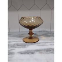 Empoli Italy Art Glass Amber Compote Pedestal, Optic Rib Pattern, MCM Ho... - £9.95 GBP