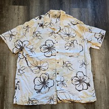 Island Shores Hawaiian Shirt Mens Extra Large Linen Button Up Floral Vacation - £15.70 GBP