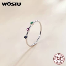 Wostu Finger Rings Real 925  Silver Flower Snowflake Open Rings For Women Fine P - £20.23 GBP