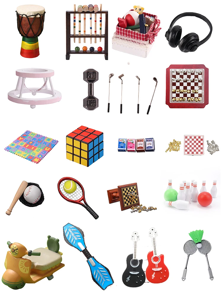 Miniature Doll House Outdoor Croquet Fan You Dumbbell Badminton Ball Golf Clubs - £8.86 GBP+