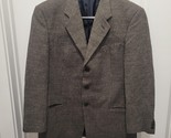 Armani Collezioni Silk Wool Textured Birdseye Jacket 44R Grey Black Blaz... - $97.01