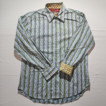 Men&#39;s Robert Graham Blue Yellow Striped Long Sleeve Button Up Shirt - Si... - £30.43 GBP
