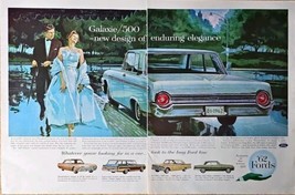 Ford Galaxie 500 1962 Vintage Print Ad Tuxedo Cocktail dress 2 page ad - $200.52 MXN