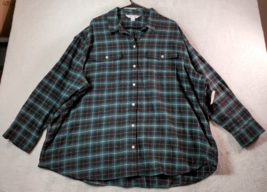 Old Navy Shirts Womens Size 2X Green Plaid Cotton Long Sleeve Collar Button Down - £15.67 GBP