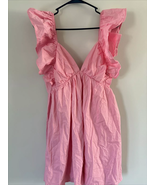 Cute Pink Ruffle Sleeve Woman’s Dress - $26.00