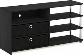 Americano/Chrome/Black Furinno Jaya Simple Design Stand For Tv Up To 55&quot; With - £83.86 GBP