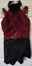Weissman Chandelier Dance Costume Lyrical Black Cherry Sheer Sequin Girls Sz MC - £19.78 GBP
