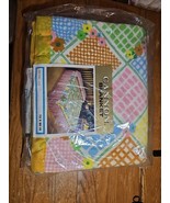 Vintage Cannon NOS Polyester Blanket 72x90 Twin Bed PICNIC Yellow Patchw... - $59.35