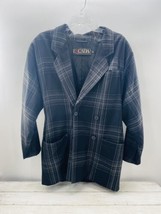 Escada Blazer Coat Jacket Vintage GREY Plaid Double Breasted Size 38 Wool - £27.66 GBP