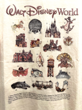 Disney Parks WDW Attractions Icons T Shirt Embroidered Cream Small S NWT... - $49.49