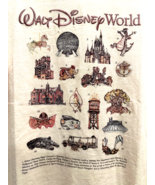 Disney Parks WDW Attractions Icons T Shirt Embroidered Cream Small S NWT... - $49.49