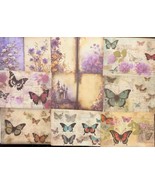 20 Sheets Vintage Style Scrapbook Paper Junk Journal Purple Butterflies A5 - £7.73 GBP