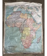 Linen Backed Vintage Roll Up School Map Africa 1920s A.J. Nystrom Edinbu... - $116.15