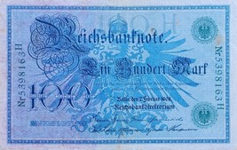 Germany 100 Mark Reichsbanknote 1908 Green Very Rare No Reserve - $18.46