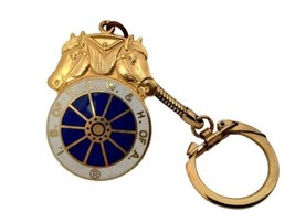 Keychain I.B. of T.C. W &amp; H of A | Vintage Horses Gold Tone Enamel Clip - $19.79