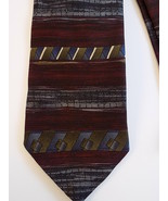 Vintage MENS NECKTIE Maroon Poly 56&quot; Long TOWNCRAFT TIE Geometric Stripe... - £6.64 GBP