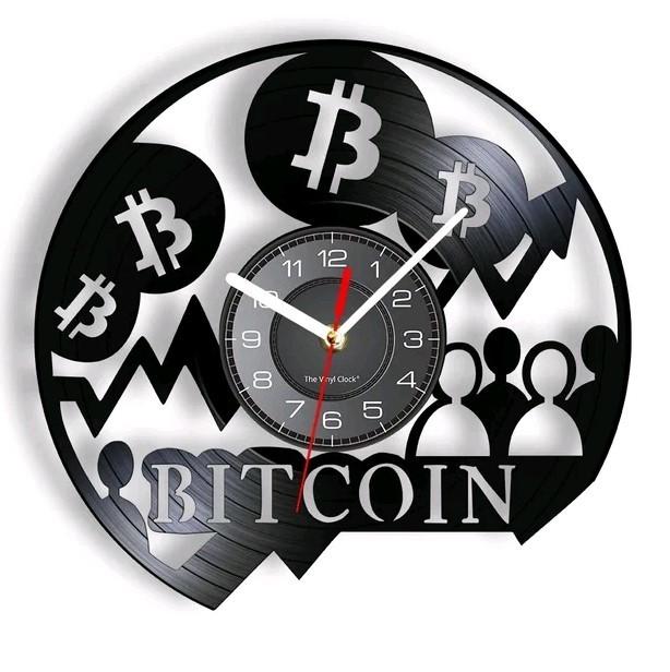 Vinyl Wall Clock Crypto Currency Bitcoin Great Gift Idea - $38.99+