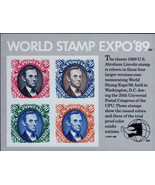 1989 90c World Stamp Expo &#39;89, Abraham Lincoln, Sheet of 4 Scott 2433 Mi... - $132.89 MXN