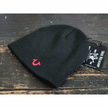 True Religion Black/Red Logo Essential /Winter Warm Beanie Hat OS - £18.64 GBP