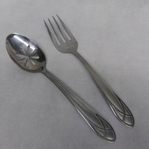 Pfaltzgraff Everyday Mirage Frost Pierced Serving Spoon Meat Fork 18/0 Stainless - £12.54 GBP