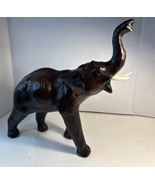 Handmade Leather Wrapped Glass Eye Elephant Figure L12”xW5”xH14” 1 Lb 13... - $12.99