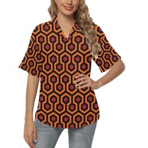 Women&#39;s Overlook Geometry Hotel Pattern Hawaiian Shirt - $35.00