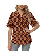 Women&#39;s Overlook Geometry Hotel Pattern Hawaiian Shirt - $47.54 CAD