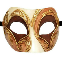 Brown Gold Colombina Masquerade Mask Italy Italian Venetian Made - £52.01 GBP