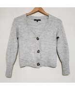 Quince Baby Alpaca Wool Cropped Button-Up Cardigan Light Gray Womens Small - £30.82 GBP