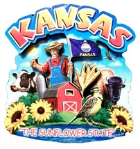 Kansas the Sunflower State Artwood Montage Fridge Magnet - £5.78 GBP