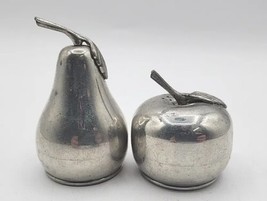 Vintage WEB Pewter Pear and Apple Salt and Pepper Shakers PB192 - £15.65 GBP