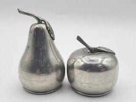 Vintage WEB Pewter Pear and Apple Salt and Pepper Shakers PB192 - £15.46 GBP