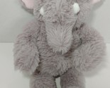 Plush gray elephant pink ears white feet tusks  - $10.39