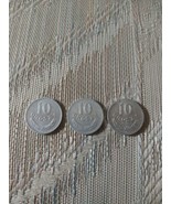 Lot Of 3 Poland 10 Groszy Coins 1966 1968 Polska Rzeczpospolita Ludowa 5/8&quot; - £7.00 GBP