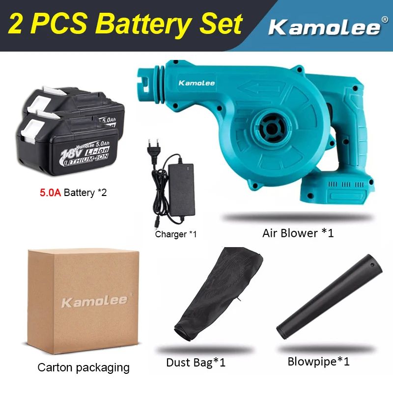 Kamolee 20000rpm 18V 5.0Ah Cordless Electric Air Blower &amp; Suction Garden Home Ca - £113.30 GBP