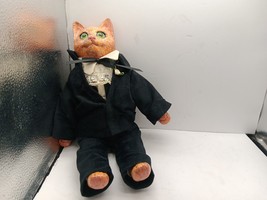 Vintage Cat figurine doll with suit 15&quot; - $19.79