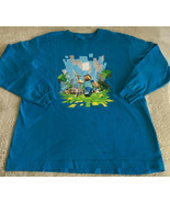 NEW Mojang Jinx Minecraft Boys Blue Steve Dog Pig Duck Long Sleeve Shirt XL - $23.29 CAD