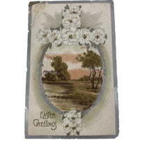 Antique 1910 Easter Greetings Milwaukee Wisconsin postcard Dogwood Flowers - £3.11 GBP