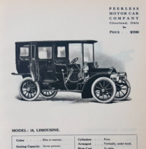 1908 Peerless Motors Model 18 Limousine Catalog Advertisement Automobili... - $42.24 CAD