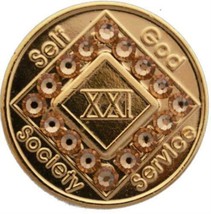 NA Gold Plated Crystallized Medallion Year 1 - 40 Light Colorado Topaz Crystal - £14.83 GBP
